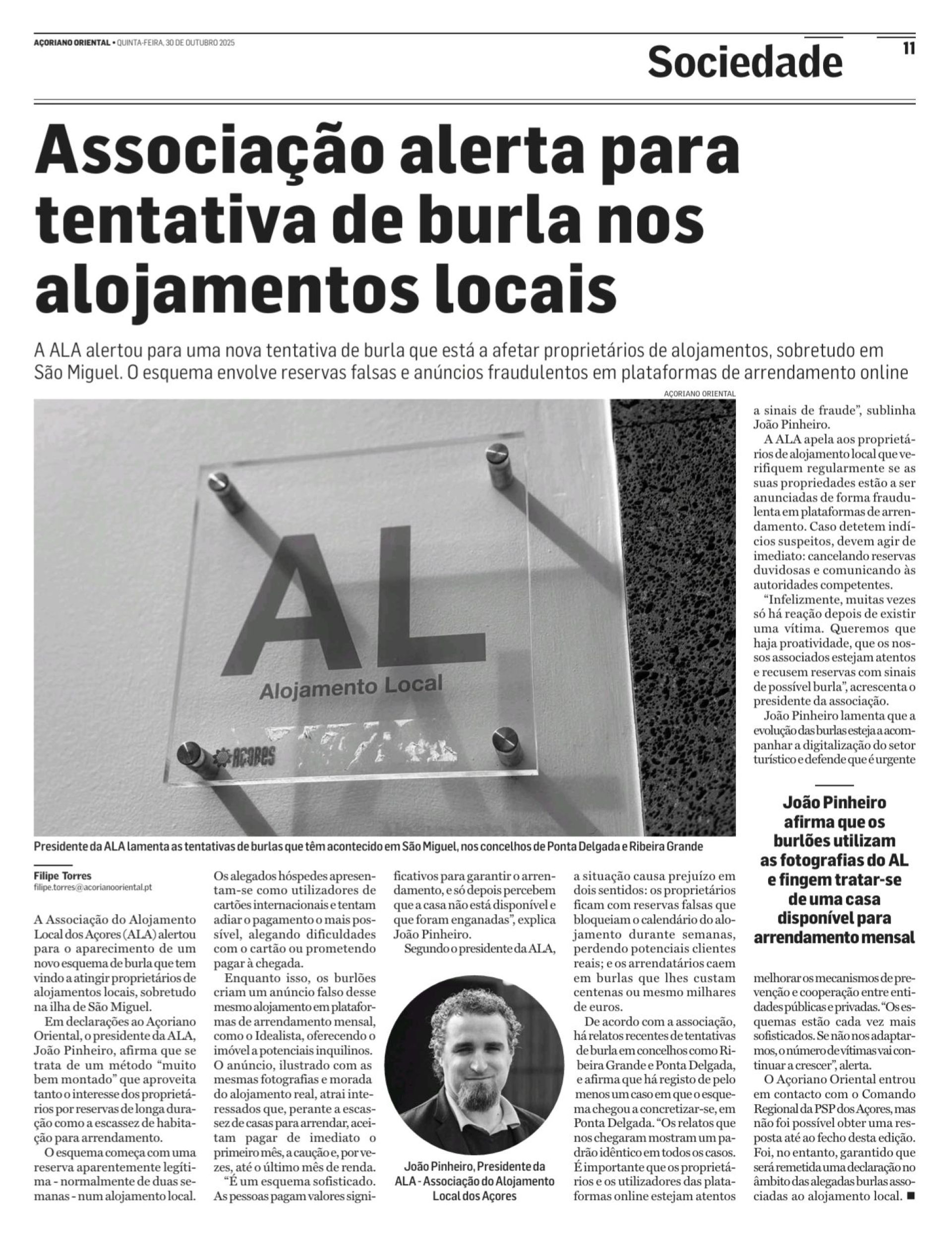 Associação alerta para tentativa de burla nos alojamentos locais